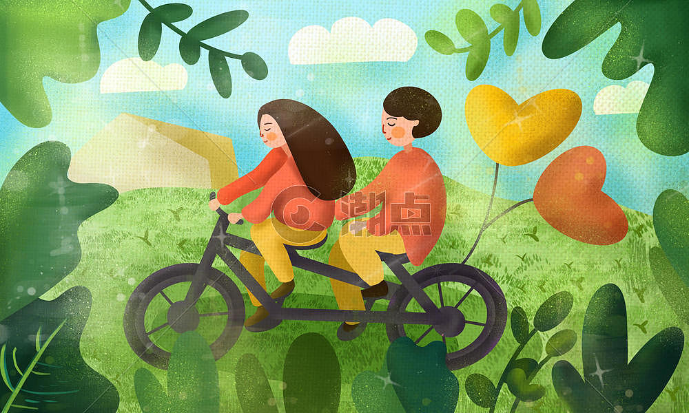 情人节骑着单车的情侣图片素材免费下载