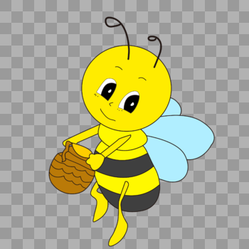 卡通黄色小蜜蜂拿陶罐图片素材免费下载