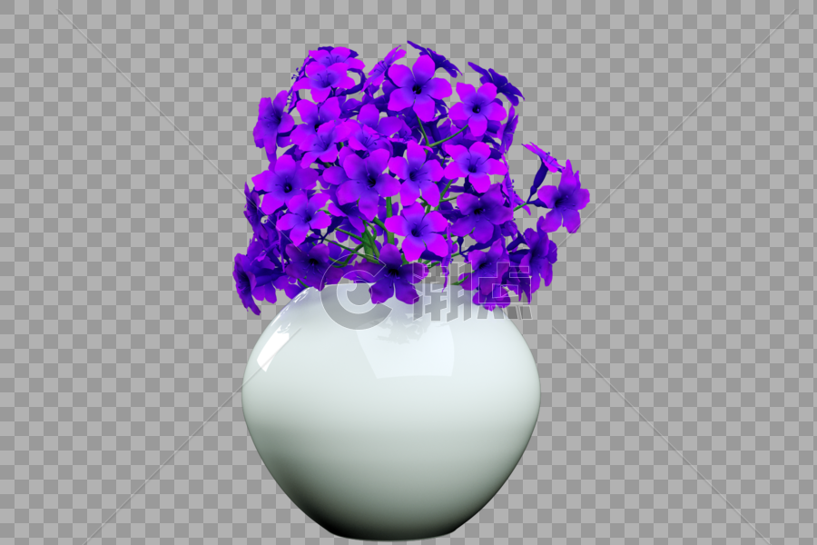 紫色花丛白瓷瓶图片素材免费下载
