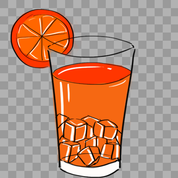 手绘卡通夏日冰饮橙汁免抠素材图片素材免费下载