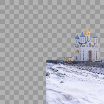 雪中白色教堂图片素材免费下载