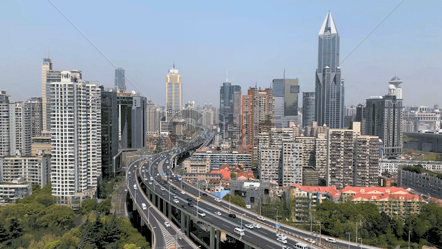 上海城市风光与城市交通延时GIF图片素材免费下载