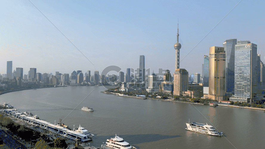 俯拍上海浦东陆家嘴城市延时视频GIF图片素材免费下载