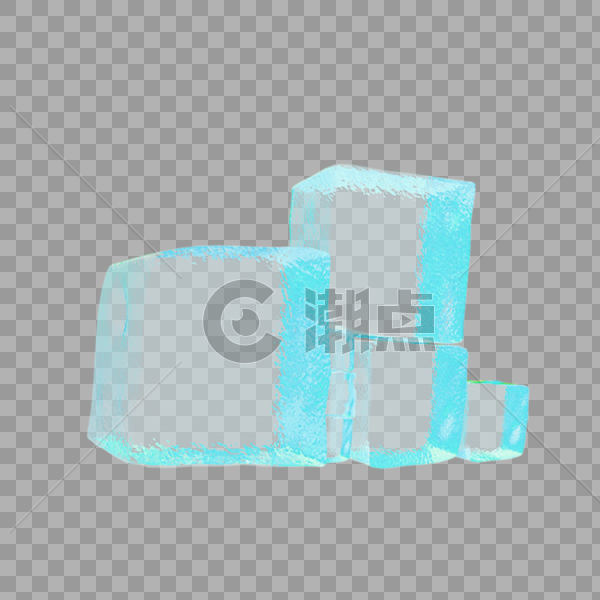 蓝色冰块堆元素图片素材免费下载