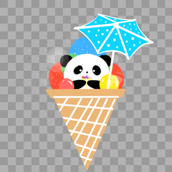 创意夏季熊猫冰激凌蛋卷设计图片素材免费下载