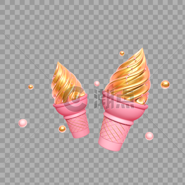 创意冰淇淋粉金色图片素材免费下载