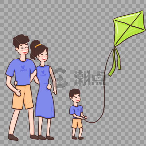 外出放风筝的一家人图片素材免费下载