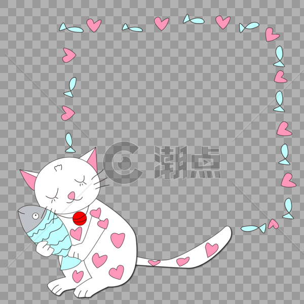 卡通爱心猫咪边框图片素材免费下载