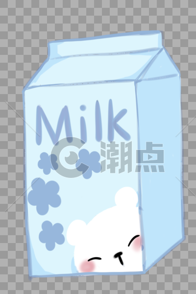 创意卡特可爱蓝色白熊牛奶盒图片素材免费下载