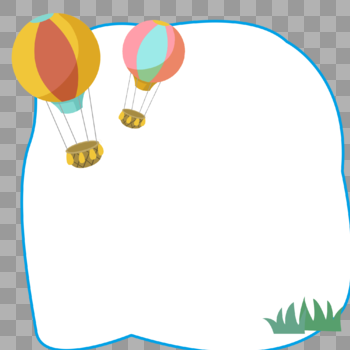 热气球手绘边框卡片图片素材免费下载