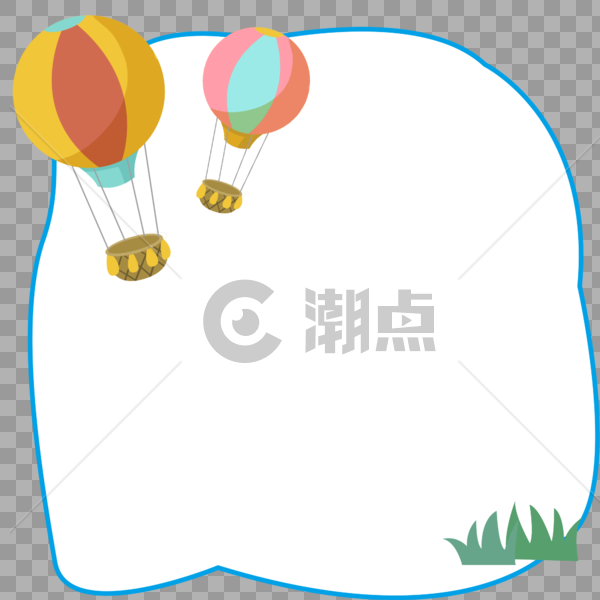 热气球手绘边框卡片图片素材免费下载