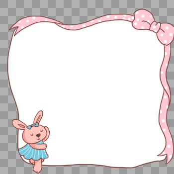 手绘卡通兔子蝴蝶结边框图片素材免费下载