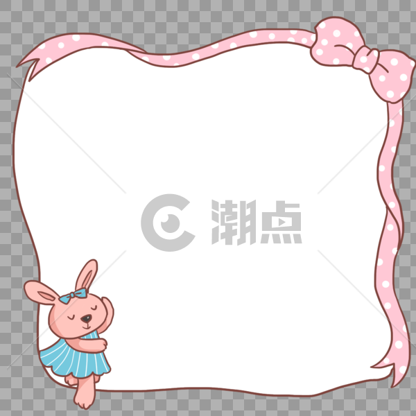 手绘卡通兔子蝴蝶结边框图片素材免费下载
