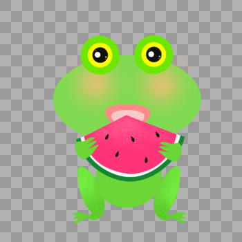 吃西瓜的青蛙图片素材免费下载