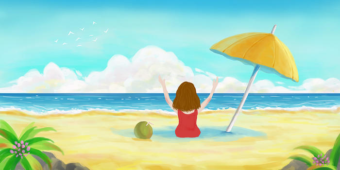 夏天海滩背景图片素材免费下载
