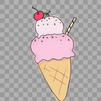 夏天冰淇淋甜筒手绘图片素材免费下载