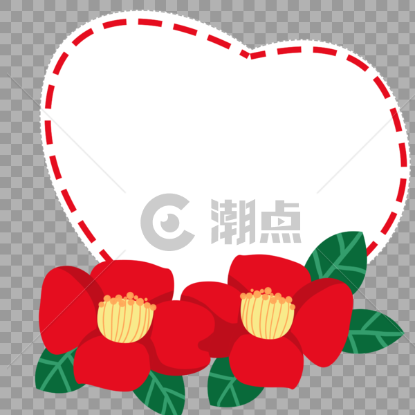 手绘花朵心形边框图片素材免费下载