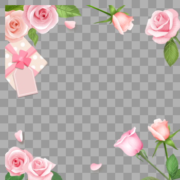 玫瑰花礼物手绘边框图片素材免费下载