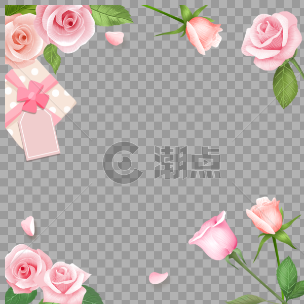 玫瑰花礼物手绘边框图片素材免费下载