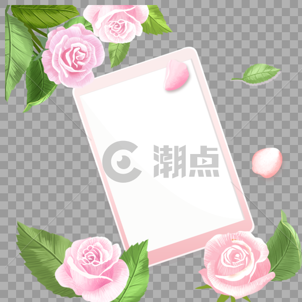 玫瑰相框手绘素材图片素材免费下载