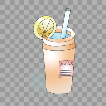 柠檬橘色杯子饮料手绘图片素材免费下载