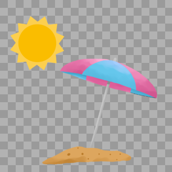 夏季沙滩防晒伞卡通素材下载图片素材免费下载