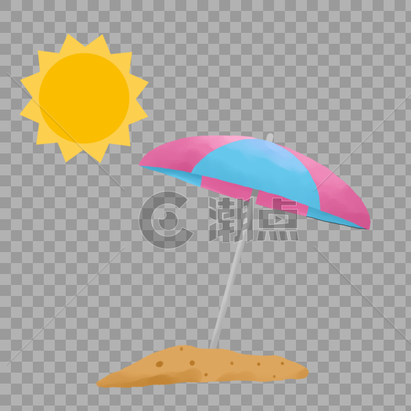 夏季沙滩防晒伞卡通素材下载图片素材免费下载