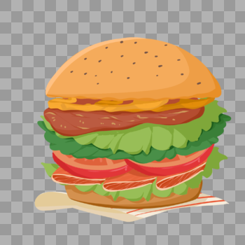多层汉堡食物扁平化元素快餐店汉堡店图片素材免费下载
