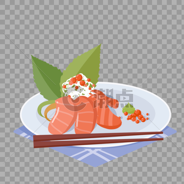 刺身日本快餐海鲜生鱼片海鲜虾鱼子鳗鱼芥末图片素材免费下载