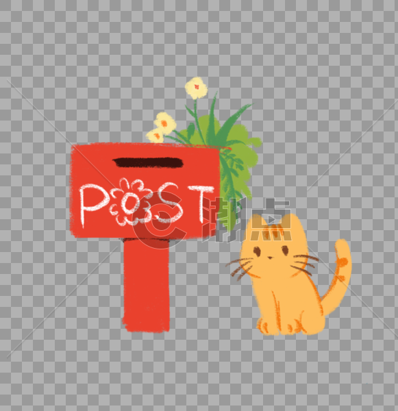 小猫和邮箱图片素材免费下载