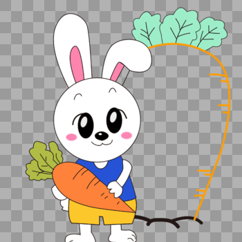 卡通白色兔子胡萝卜动物边框图片素材免费下载