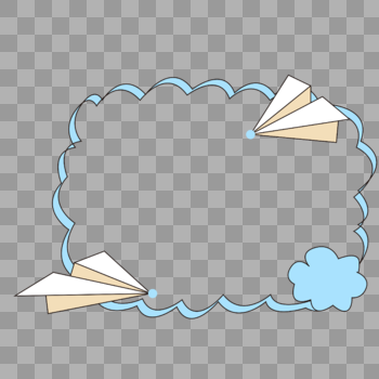 飞机云朵蓝色边框图片素材免费下载