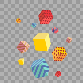 彩色方形立体几何体图片素材免费下载