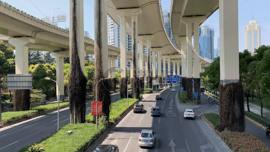 上海高架桥与地面交通延时GIF图片素材免费下载
