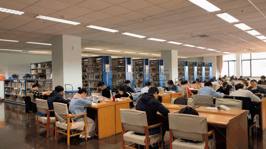 图书馆阅览室认真学习的人GIF图片素材免费下载