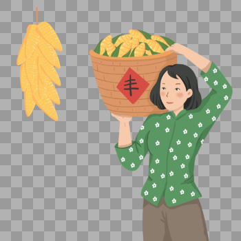 粮食大丰收扛着玉米的女人图片素材免费下载