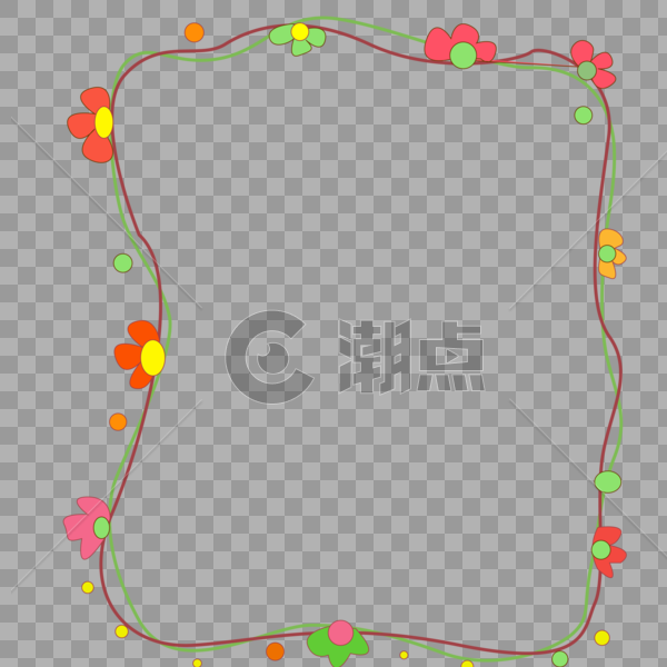 彩色花朵线条边框图片素材免费下载