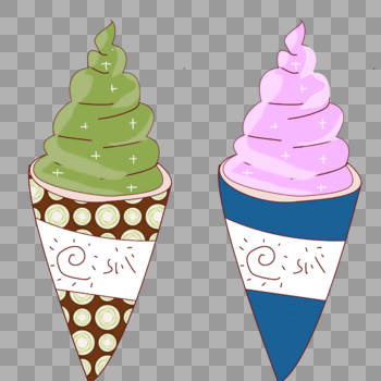 夏日甜品粉色草莓味与绿色抹茶冰激凌图片素材免费下载