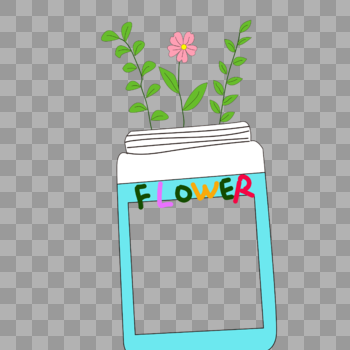 粉色花朵绿叶玻璃花瓶边框图片素材免费下载