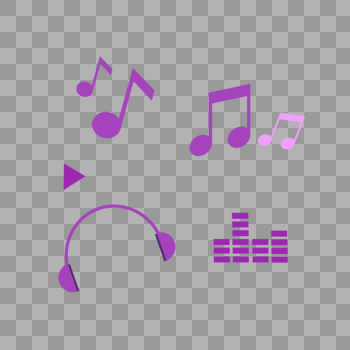 紫色音乐音符耳机图标图片素材免费下载