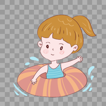 夏天小女孩游泳玩耍图片素材免费下载