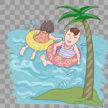 夏天游泳池玩耍图片素材免费下载