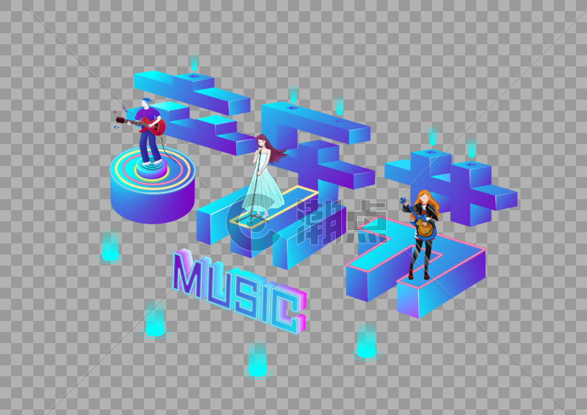 音乐节MUSICPNG矢量霓虹渐变发光立体艺术字图片素材免费下载