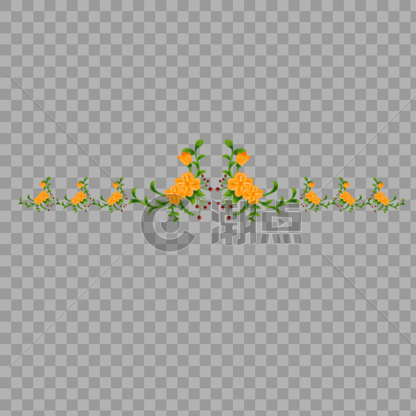 黄色花朵分割线图片素材免费下载