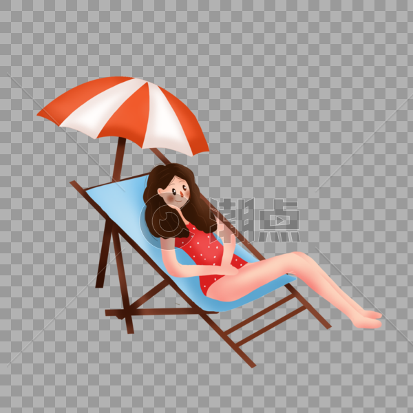 坐在沙滩椅上的女孩图片素材免费下载