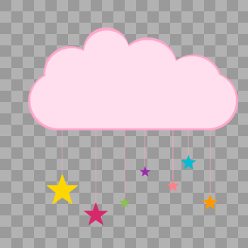 粉色云朵星星边框图片素材免费下载