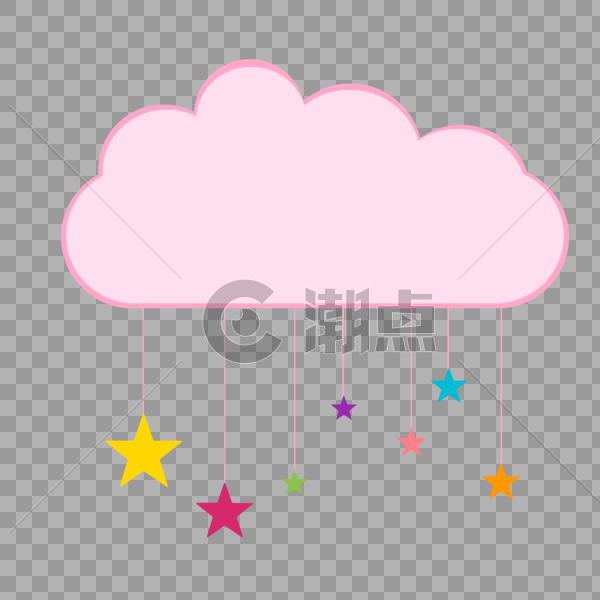 粉色云朵星星边框图片素材免费下载