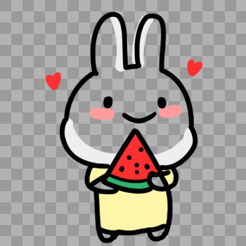 小兔子吃西瓜表情包图片素材免费下载