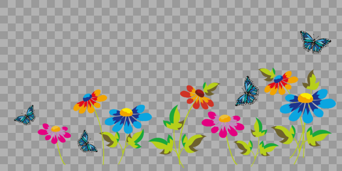 鲜花与蝴蝶图片素材免费下载
