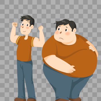 身材肥胖对比的男人图片素材免费下载